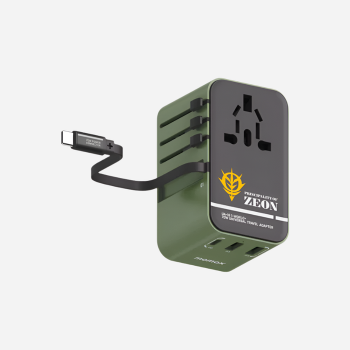 1-World 3-Port Gundam with USB-C Cable Charger