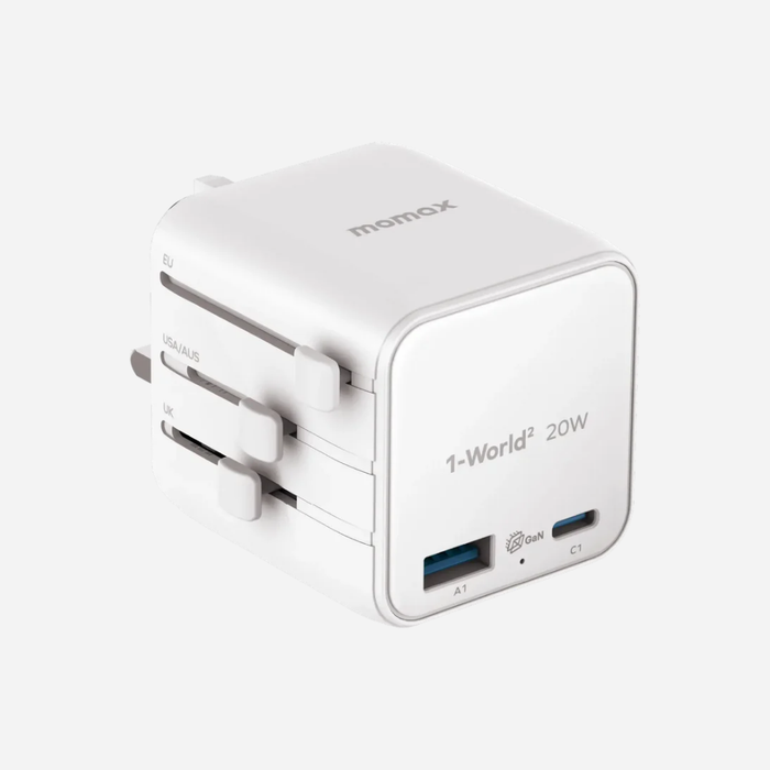 1-World Universal 2-Port USB Travel Charger 20W