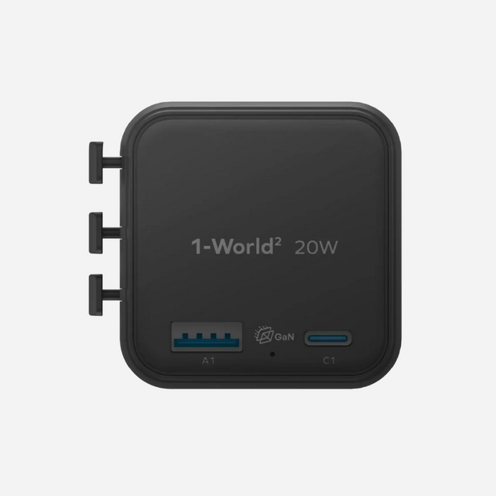 1-World Universal 2-Port USB Travel Charger 20W