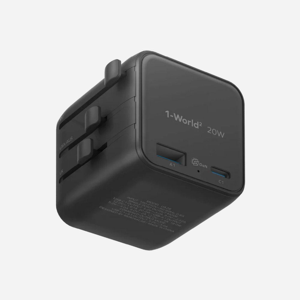 1-World Universal 2-Port USB Travel Charger 20W