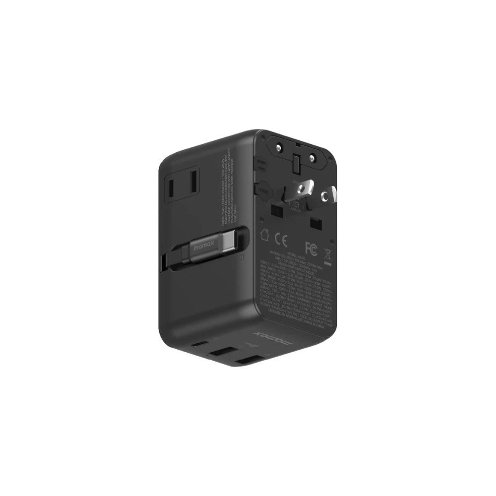 1-World²⁺
70W 3-Port Dual AC Travel Adapter with Built-In Retractable Cable