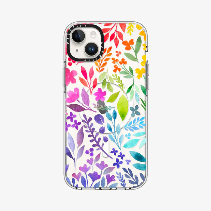 Clear Case MagSafe Floral for iPhone 14 Series - Floral Rainbow
