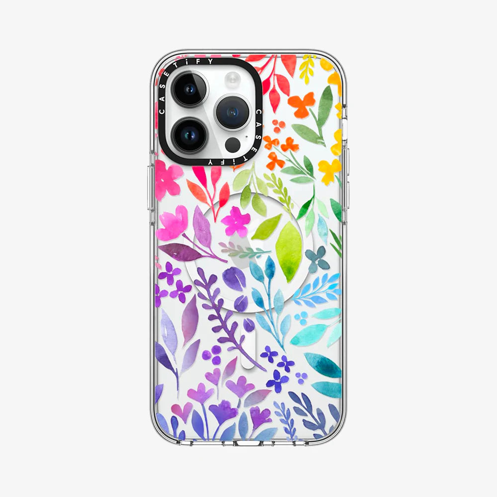 Clear Case MagSafe Floral for iPhone 14 Series - Floral Rainbow
