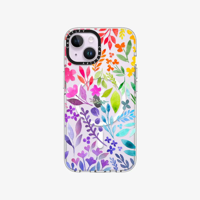 Clear Case MagSafe Floral for iPhone 14 Series - Floral Rainbow
