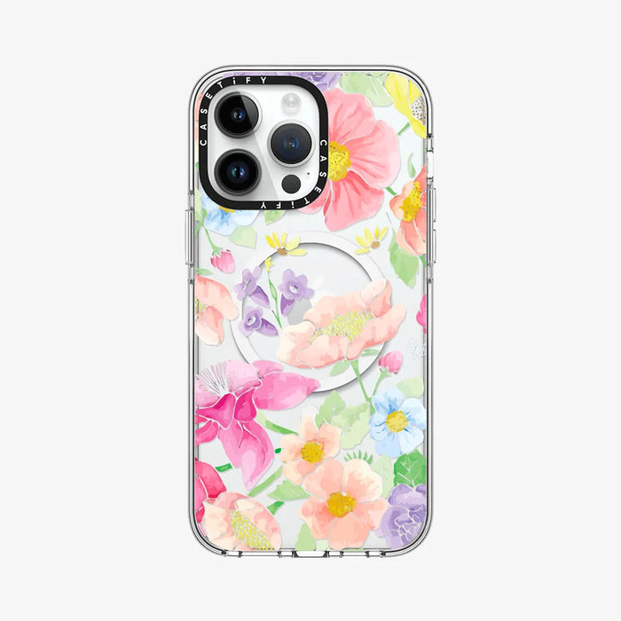 Clear Case MagSafe Floral for iPhone 14 Series - Pastel Floral Bouquet