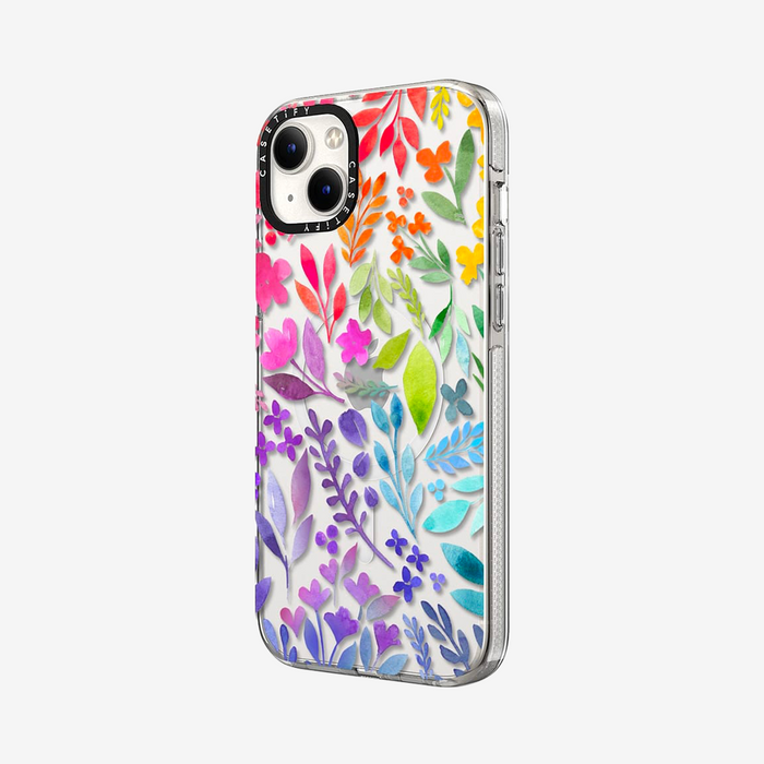 Clear Case MagSafe Floral for iPhone 14 Series - Floral Rainbow