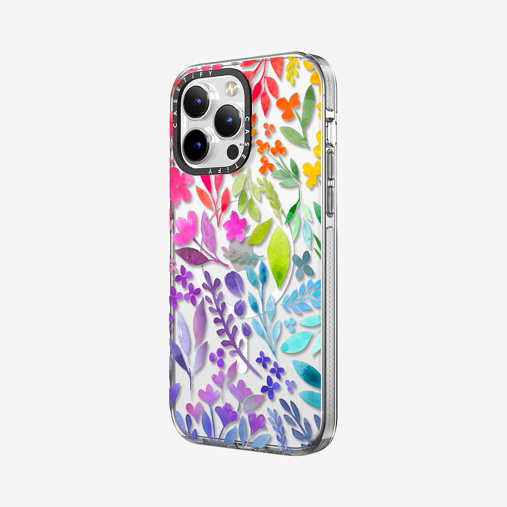 Clear Case MagSafe Floral for iPhone 14 Series - Floral Rainbow