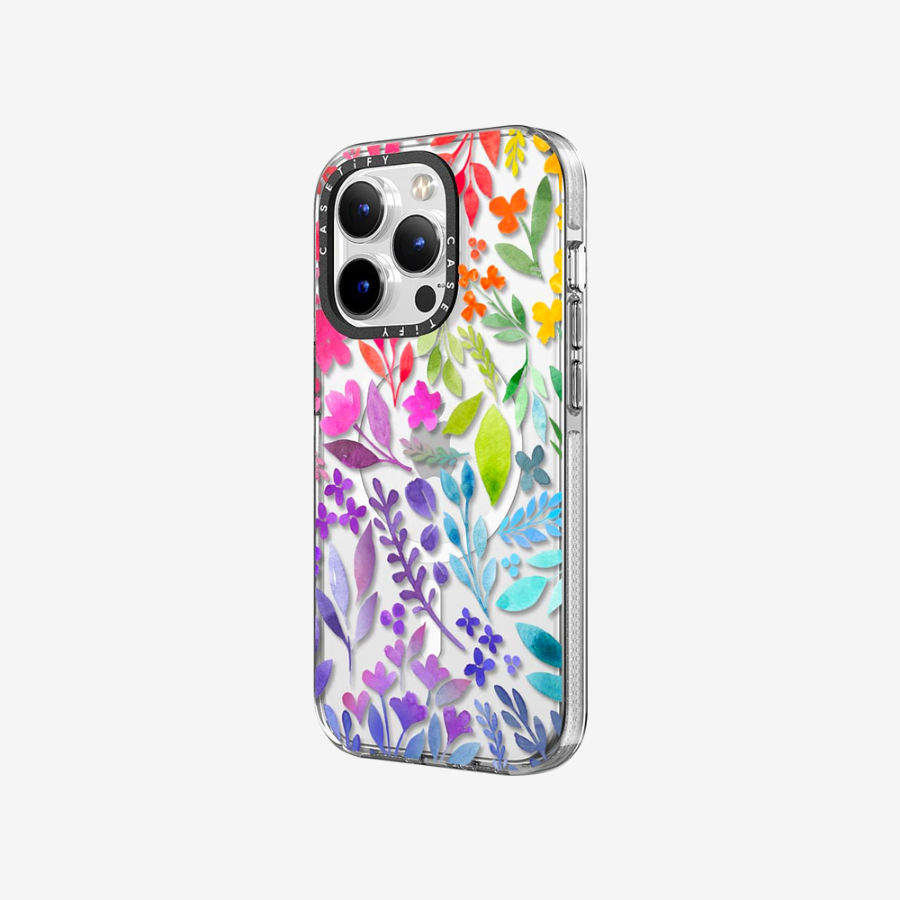 Clear Case MagSafe Floral for iPhone 14 Series - Floral Rainbow
