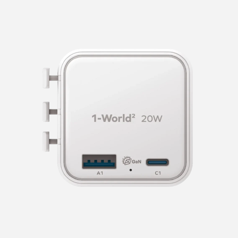 1-World Universal 2-Port USB Travel Charger 20W