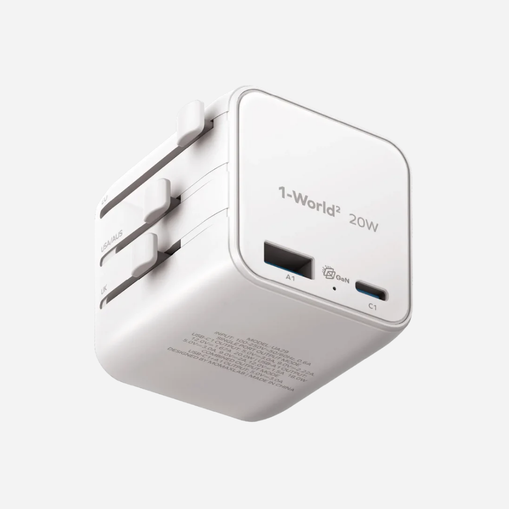 1-World Universal 2-Port USB Travel Charger 20W