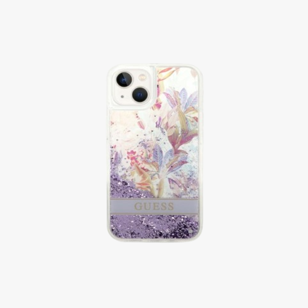 Flower Pattern Liquid Glitter Case for iPhone 14 Series