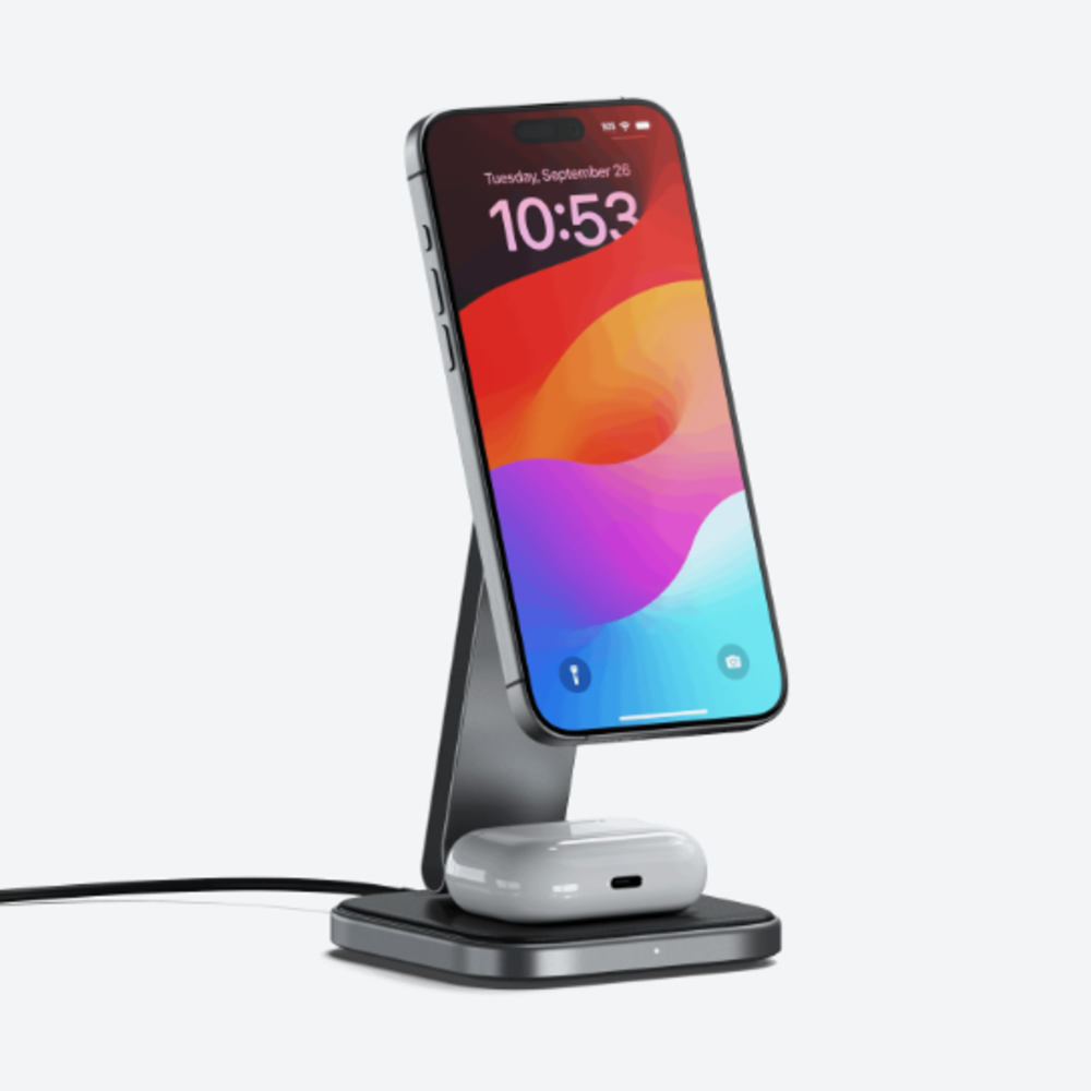 2-in-1 Foldable Qi2 Wireless Charging Stand - Space Gray