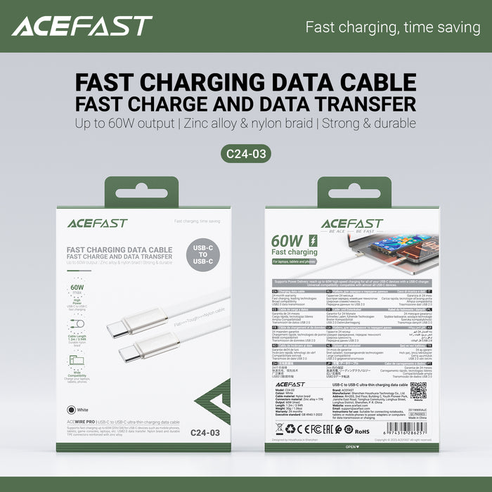 Acewire Pro C24-03 USB-C to USB-C BRDD 60W 1.2m