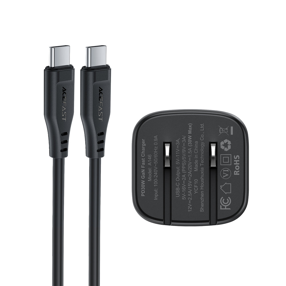 PWRup 146-P5 Wall Charger with Cable Mini Gan PD 30W