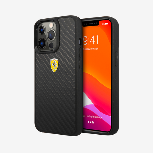 Carbon Fiber with Metal Logo Hard Case for iPhone 13 Series